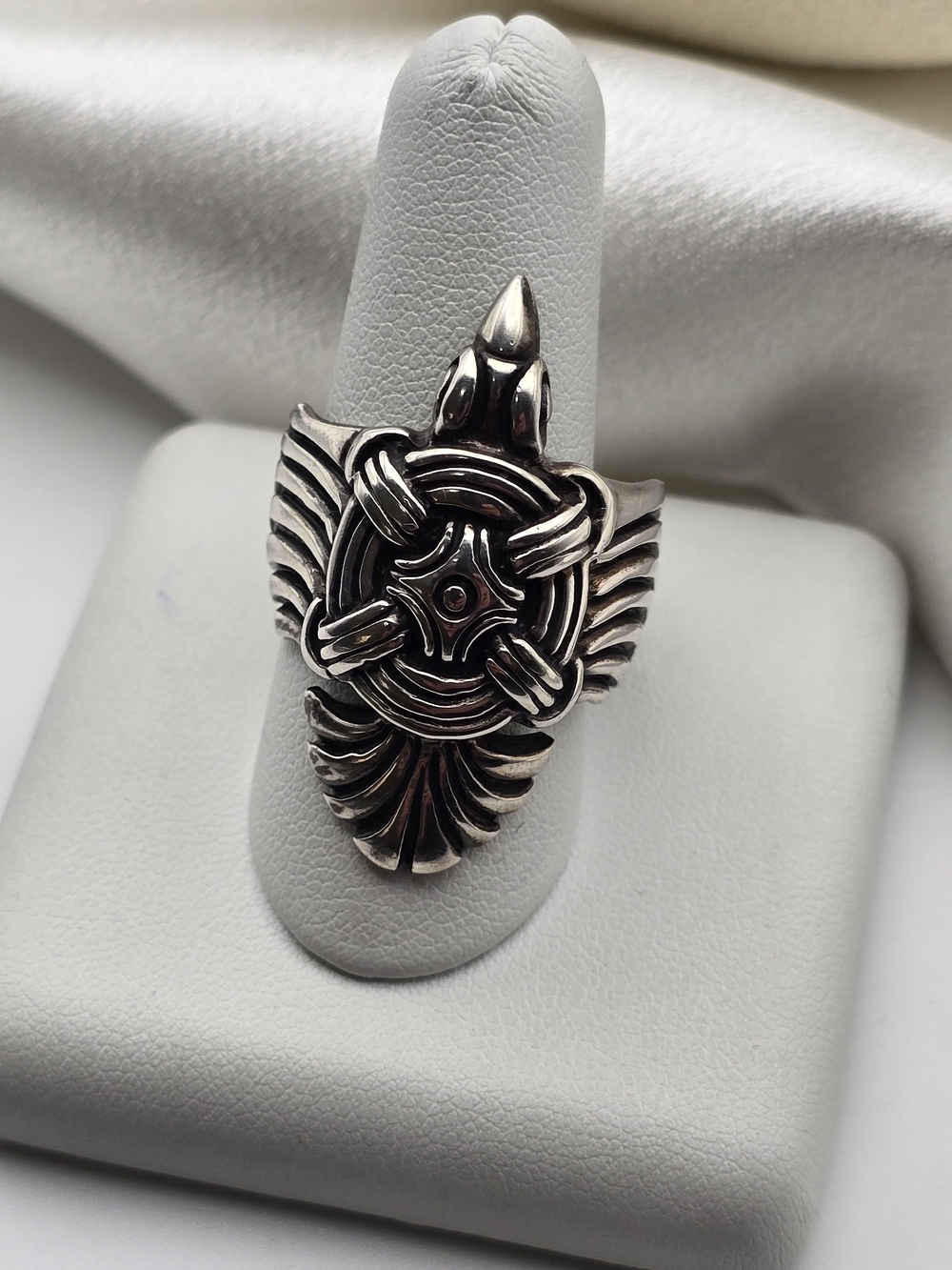 Luxury Oxidized Sterling Silver 925 Falcon Statement Ring